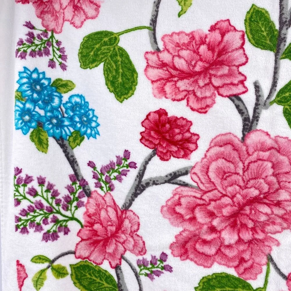 Vintage‎ Target Home floral bath towels pink white Cotton 90s 00s hydrangea